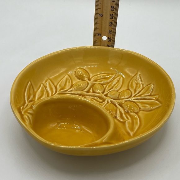 Maioliche Jessica Olive Serving Bowl With Divided Dip Dish Made in Italy - Picture 9 of 9